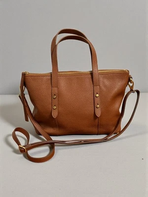 Bolso Bandolera Cartera FOSSIL Cuero Dorado Herrajes Marrón Asa Superior Cremallera Foto 1 de 4