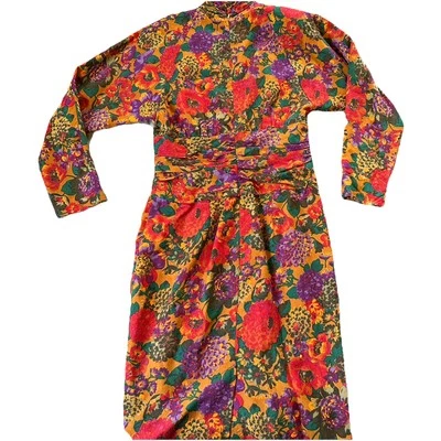 Vestido Saks Fifth Avenue para mujer 12 flores estampado floral vintage años 80 Foto 1 de 4