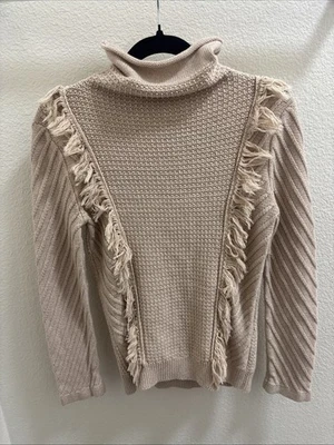 bebe  fringe mock neck sweater small - Image 1 of 3