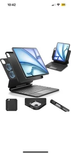 iPad Air 11 inch M2 2024 Keyboard Case Magnetic Trackpad Backlit 360 Black New - Picture 1 of 11