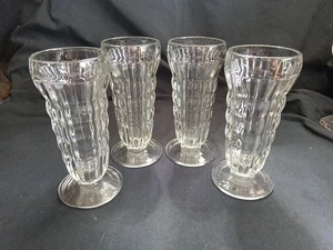 Set Of 4 Jeannette Malt Soda Fountain Glass Footed Parfait Vintage 4oz. - Picture 1 of 8
