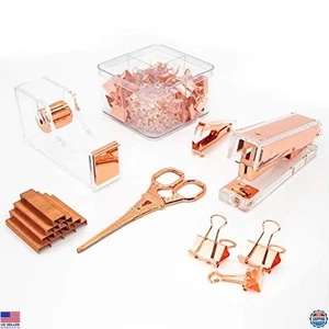 Rosegold Bürobedarf Set - Hefter, Klebebandspender, Schere & mehr - Bild 1 von 7