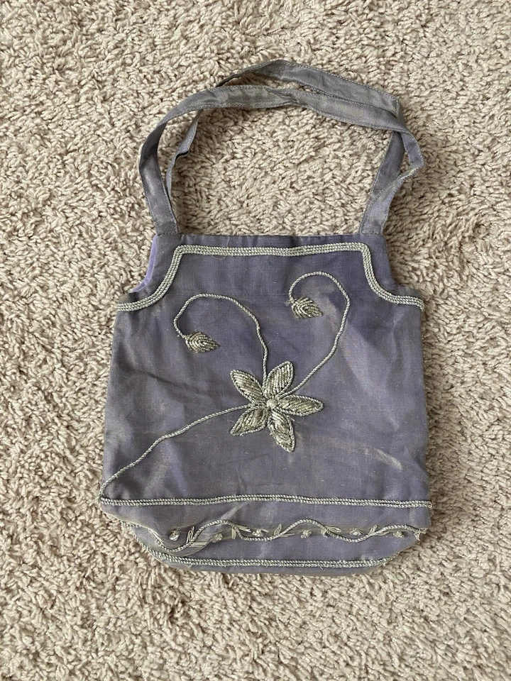Bolso de Noche Floral Hilo Metálico Plata Púrpura Pálido seminuevo Foto 1 de 4