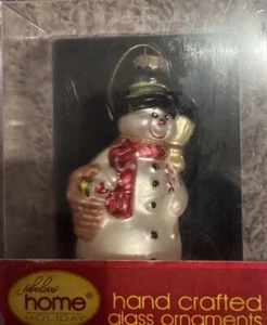 Vintage Home Holiday Handcrafted Glass Ornament Snowman - Picture 1 of 2