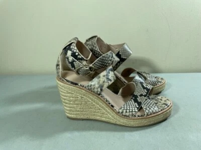 SANDALIAS CUÑA ALPARGATA CUERO ESTAMPADO PIEL SERPIENTE BANANA REPUBLIC MUJER TALLA 8 Foto 1 de 3