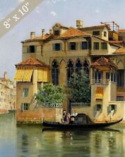Venice Italy Plaza Vintage Painting Giclee Print 8x10 on Fine Art Paper