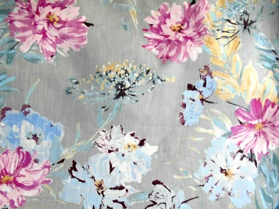 Laura Ashley Cosmos Curtain Fabric in Grey/ Green shade.  2.90 metres . - Image 1 of 2