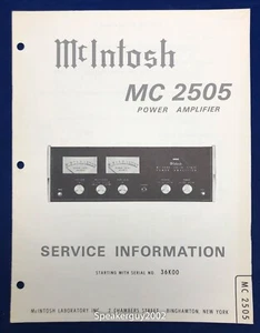 Original McIntosh MC2505 / Service Information Manual -- #2 - Bild 1 von 1