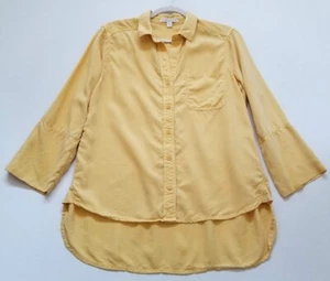 Chelsea & Violet Button Up Shirt Womens Medium M Yellow Long Sleeve High Low Top - Picture 1 of 10