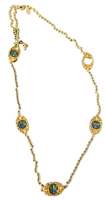 Evil Eye Necklace By Adrienne Gold Tone Blue And Green 30 inches Long - Image 1 of 4