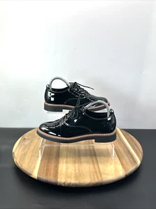 Next Women Derby Shoes UK Size 5 EU 38 Black Patent Leather Lace Up - Picture 1 of 10