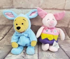 Disney Winnie the Pooh Easter Bunny & Easter Egg Piglet 8" Bean bag Plush VTG - Picture 1 of 9