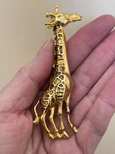 Large Giraffe Mosaic Brooch 3.25” Gold Enamel Vintage Animal Zoo - Picture 1 of 7