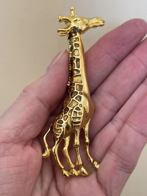 Broche prendedor grande de mosaico de jirafa 3,25” esmalte dorado figura de zoológico de animales de colección Foto 1 de 4