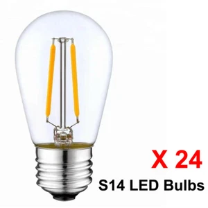 24 Pcs 2W S14 Edison Glass Pear Shape Bulbs LED Filament Lamp Warm White - 2700K - Picture 1 of 12