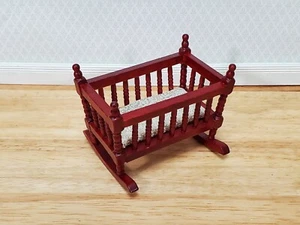 Dollhouse Cradle Crib for Nursery Wood Mahogany Finish 1:12 Scale Miniature - Picture 1 of 7