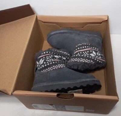 Bearpaw Virginia Niñas Gamuza Invierno Botín Niño Pequeño Talla 7 Tejido Rosa/Carbón Foto 1 de 4