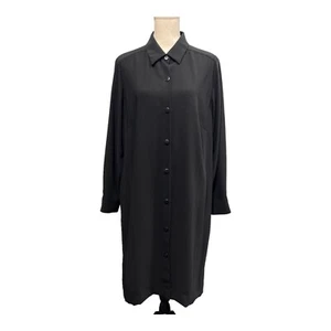 Pendleton Women 1X Jersey Midi Dress Black Button Down Long Sleeve Mature Office - Picture 1 of 9