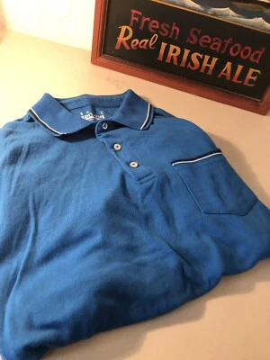 Men's Blue Polo Shirt Basic Editions Short Sleeve Size Large - Image 1 of 2