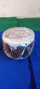 Tambor pequeño raro antiguo de principios de 1800 de seda y pelo de búfalo nativo americano - Imagen 1 de 9