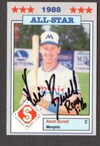 Kevin Burrell 1988 Southern League All-Stars authentic autographed card Chicks
