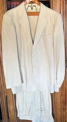 MAN'S IVORY LINEN 2 PIECE SUIT-GOOD COND.-SIZE M-ELEGANT-MAY BE CHRISTIAN DIOR - Imagem 1 de 4