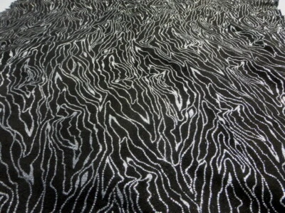 Lambskin Suede leather hide Metallic Sparkling Silver Confetti Print on Black - Image 1 of 4
