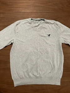 American Eagle Herren XL V-Ausschnitt Pullover - hellgrau - Bild 1 von 9