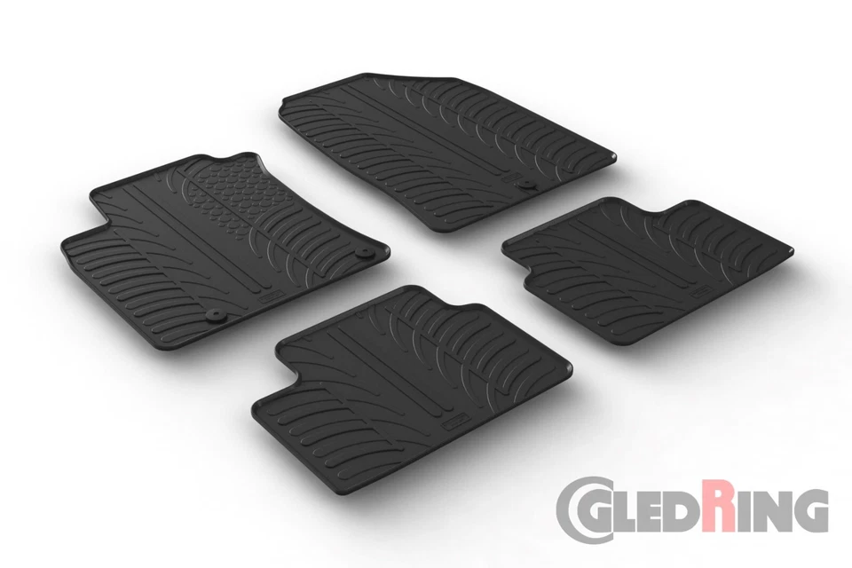 Резиновые напольные коврики для любой погоды подходят для Hyundai Elantra GT 2018–2020 годов выпуска — 4 штуки черные - Изображение 1 из 1