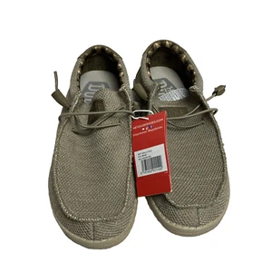 Hey Dude Wally Sox Shoes Mens 8 Womens 10 Beige Lightweight Comfort Loafers - Picture 1 of 9