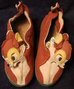 DISNEY 1941 BAMBI KINDER HAUSSCHUHE - ZUM BINDEN MIT FILMAUSSTOSS 1941 - Bild 1 von 9