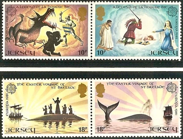 Jersey #SG275-SG279 MNH 1981 Europa CEPT Folklore Legends Myths Dragon [271-274] Foto 1 de 1