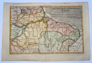 MAPA ANTIGUO DEL NORTE DE BRASIL 1780 RIGOBERT BUEN SIGLO 18 EN COLORES - Imagen 1 de 6