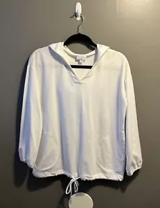 Pure J Jill Pima Cotton V-Neck Pullover Hoodie Damen Petite S Weiß Langarm - Bild 1 von 15
