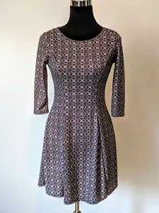 So Rad By ATV Dress Size XS Cute Formal 3/4 Sleeve Purple Pattern Princess Style - Picture 1 of 6