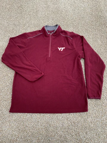 Virginia Tech Hokies Jacket Mens L Red 1/4 Zip Pullover NCAA Antigua Men Cover