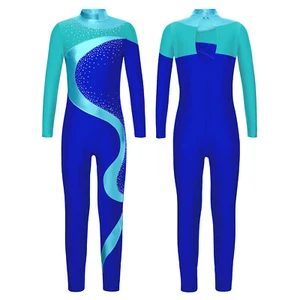 Girls Jumpsuit Figure Skating Romper Gymnastics Leotard Breathable Catsuit Kids - Picture 1 of 58