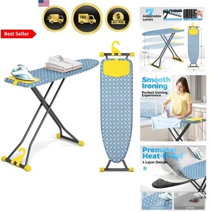 Ironing Board Compact Foldable with Silicone Mat Heat Resistant Cover Adjustable - Picture 1 of 9