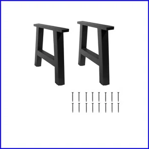 Set of 2 Modern 16-Inch Black Iron Table Legs for DIY Furniture Projects - Picture 1 of 11