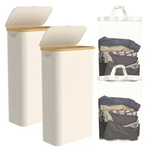 Slim Laundry Hamper with Lid, 60L Laundry Basket with Handles, Skinny Narrow ... - Picture 1 of 8