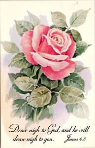 Postcard James 4:8 - Draw nigh to God, and he will draw nigh to you - Rose - Picture 1 of 2