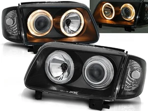 headlights for VW POLO 6N2 1999 2000 2001 angel eyes black LHD RHD - Foto 1 di 1