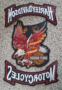 Red eagle and red rocker patches, ideal for Harley lovers, 3 pcs. for sewing - Picture 1 of 9