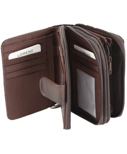 Lorenz Cowhide Leather Twin Zip RFID Blocking Purse Secure Ladies Wallet-Cards - Picture 1 of 4