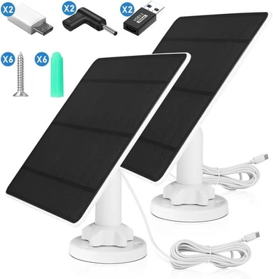 2tlg 5W Solarpanel für Überwachungskamera Outdoor -20°-50° IP65 5V Solarmodul - Bild 1 von 4
