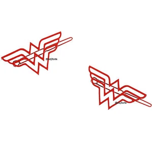 DC Comics Wonder Woman Classic Logo Red Hair Clips 2 pack 1 1/4" x 2 1/2" NEW - Picture 1 of 1