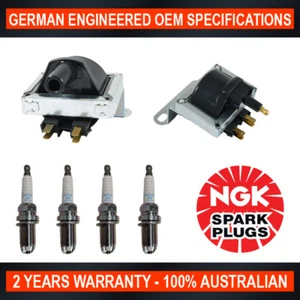 4x NGK Spark Plugs & 2x Swan Ignition Coils for Holden Barina SB Combo SB - Picture 1 of 9