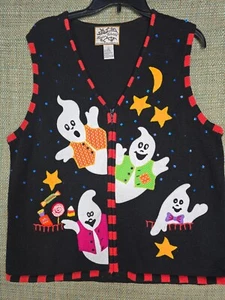 Erbstück Sammlerstücke Strickjacke Weste Halloween Knopfleiste groß Vintage Geister - Bild 1 von 12