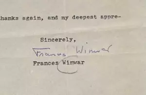 Frances Winwar typisierter signierter Brief an Walter Winchell, Autor Kolumnist Reporter - Bild 1 von 4