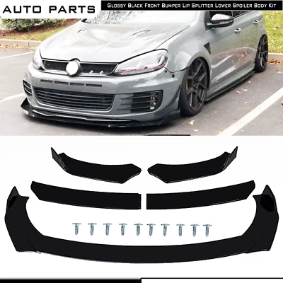 For Volkswagen Polo Front Bumper Lip Bod Kit Spoiler Splitter Gloss Black Foto 1 de 4
